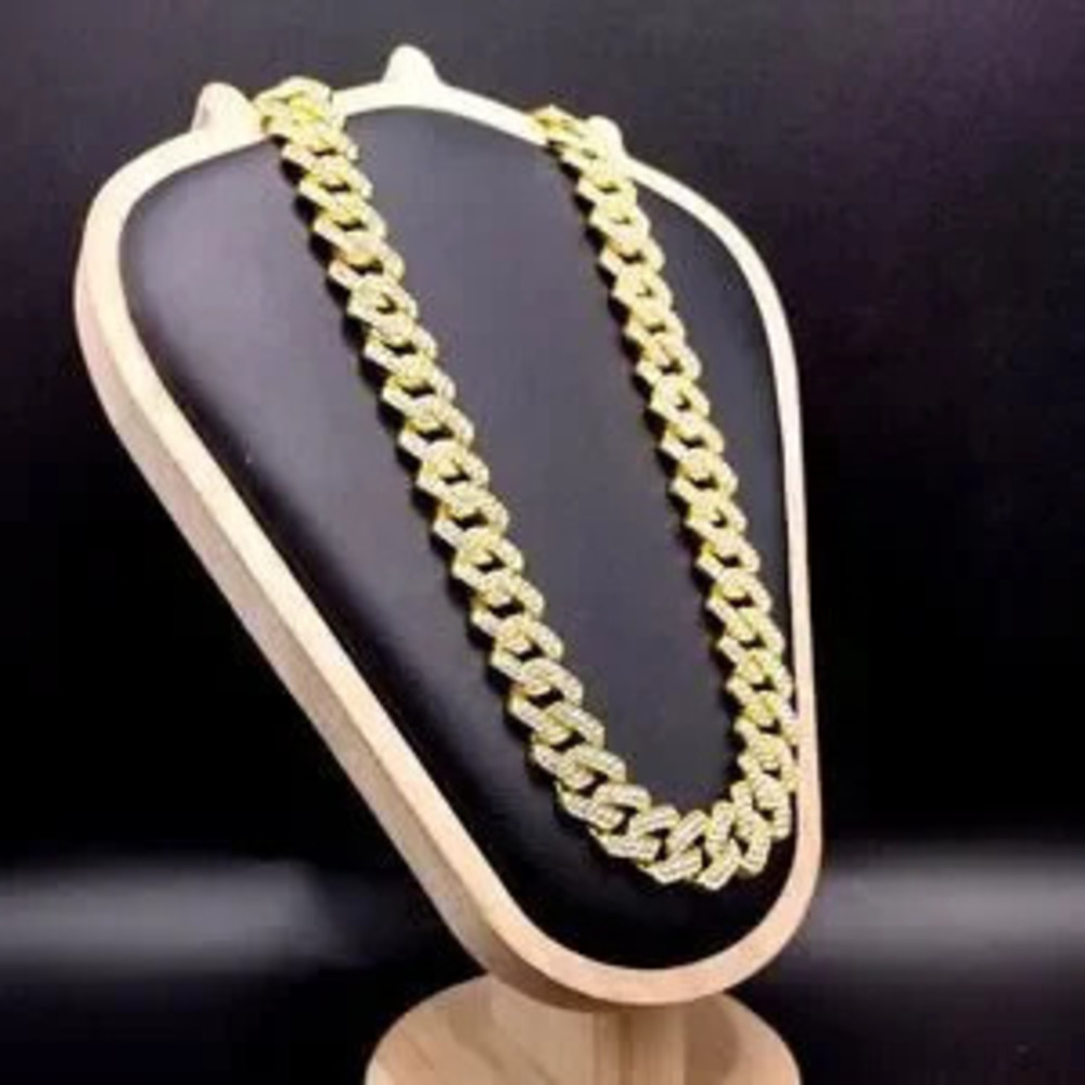 18kt Gold Plated Miami Cuban Necklace 14mm. x 22 in. Iced Out Men's Fashion Gift